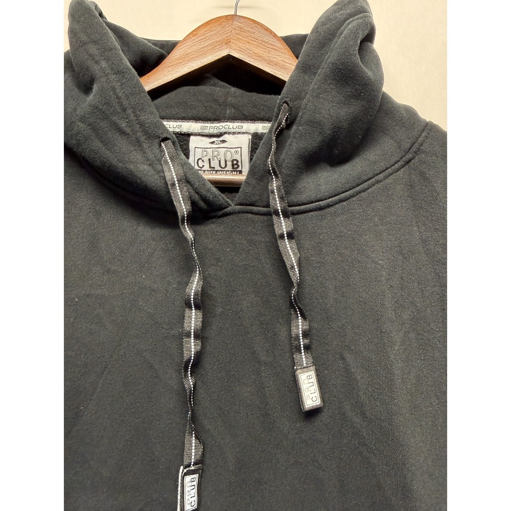 Pro Club Heavyweight Hoodie Mens XL Black Cotton Fleece Lined Ribbed Pullover - Picture 3 of 8
